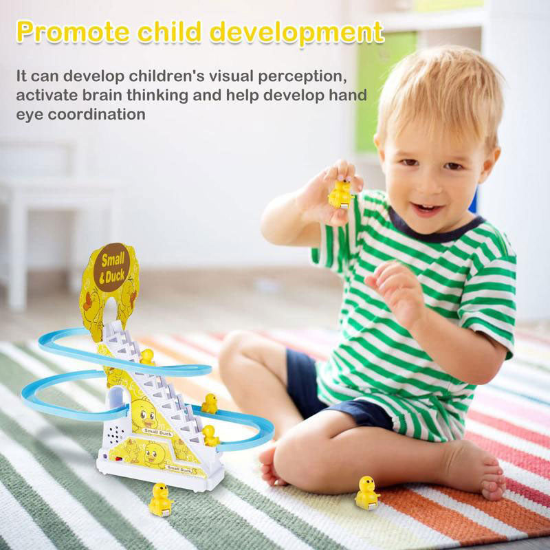 Electric Duck Climbing Race Track Toy – LED Lights & Music Roller Coaster Playset