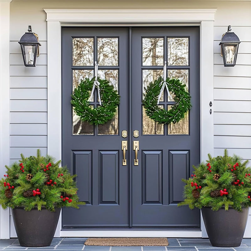 Pre-Lit Artificial Christmas Tree Urn Filler with Lights