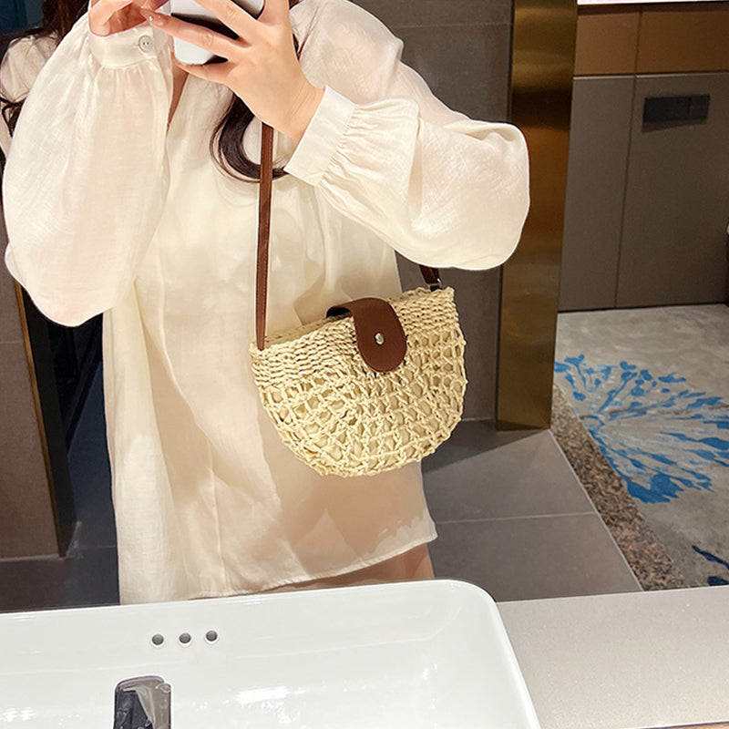 Woven Hollow-Out Crossbody Bag