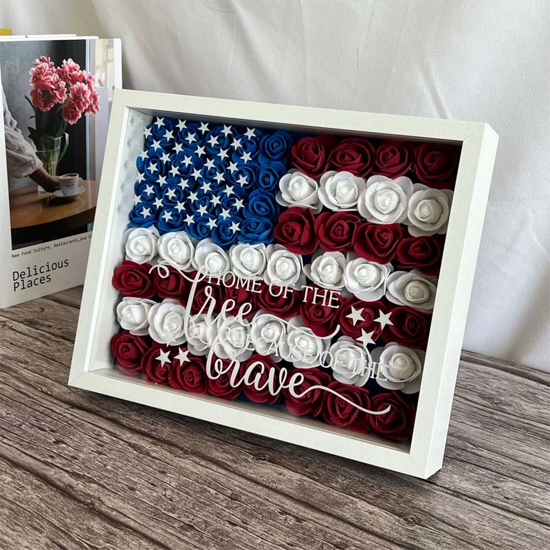 Patriotic Rolled Flower/Gnome Shadow Box