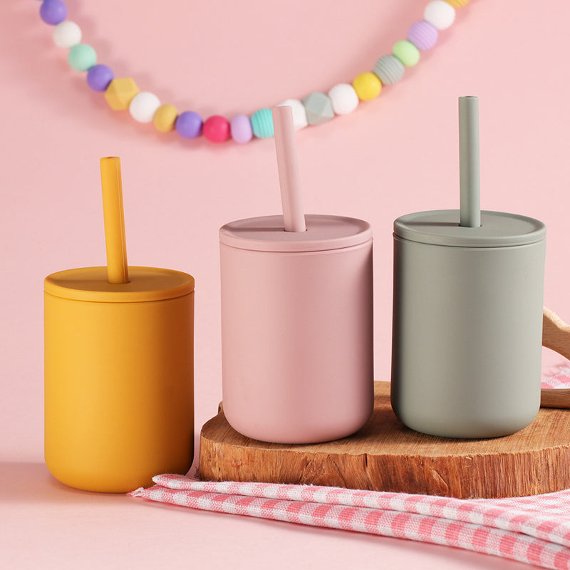 Silicone Baby Cups With Straws and Lids