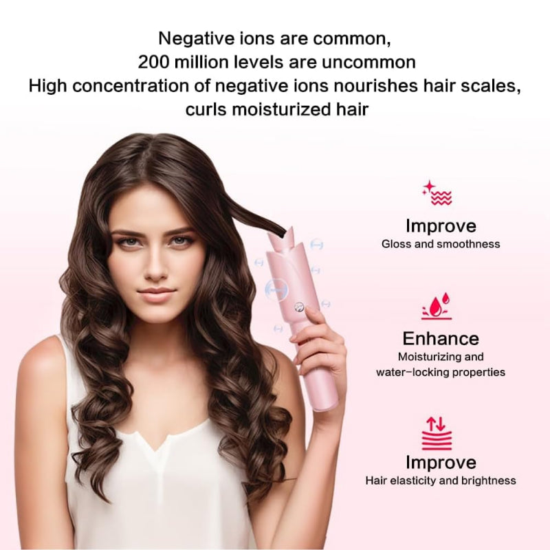 One-Tap Automatic Curling Irons with Millions Negative Ionic and Ceramic Coating