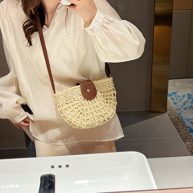 Woven Hollow-Out Crossbody Bag