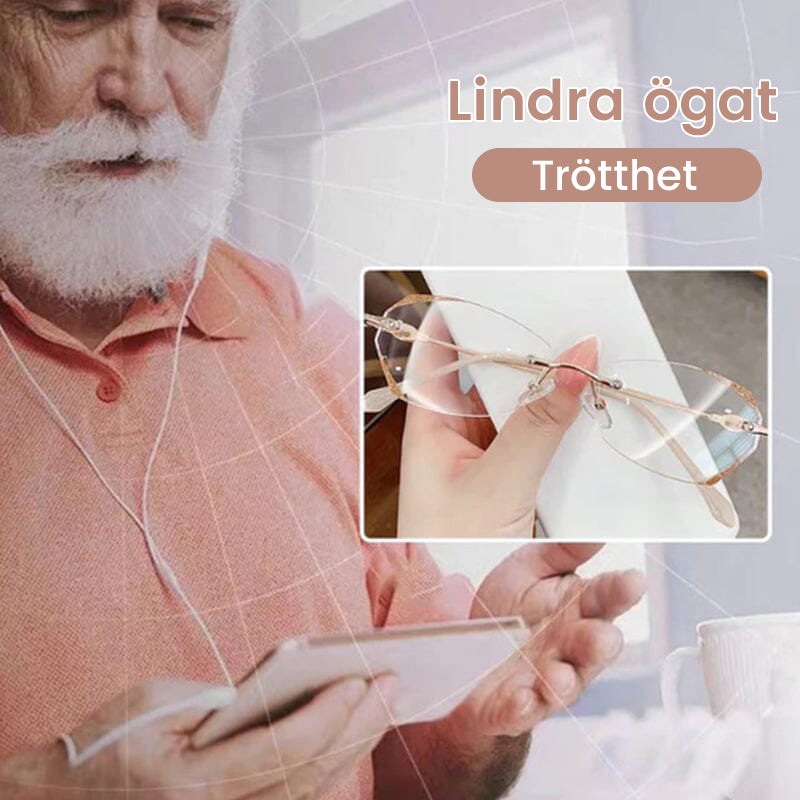 Fashionabla läsglasögon i anti-blått ljus utan bågar