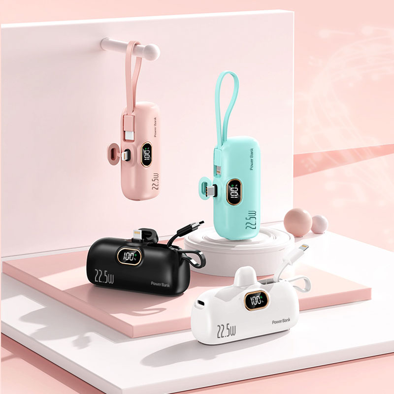 Mini Portable Charger with Built-in Cable