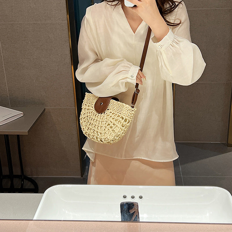 Woven Hollow-Out Crossbody Bag