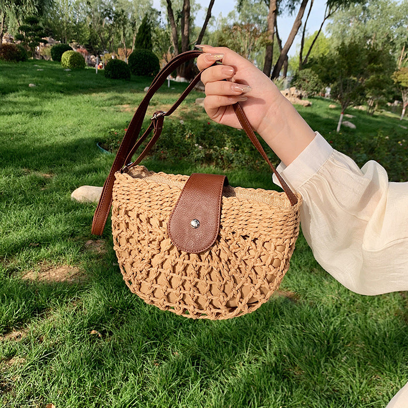 Woven Hollow-Out Crossbody Bag