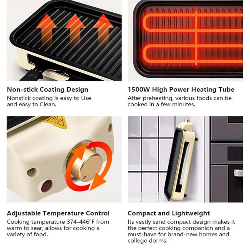 Indoor Smokeless Grill with Non-Stick Removable Plate