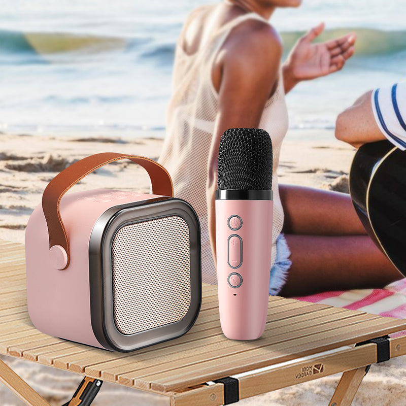 Mini karaokemaskin med trådlösa mikrofoner