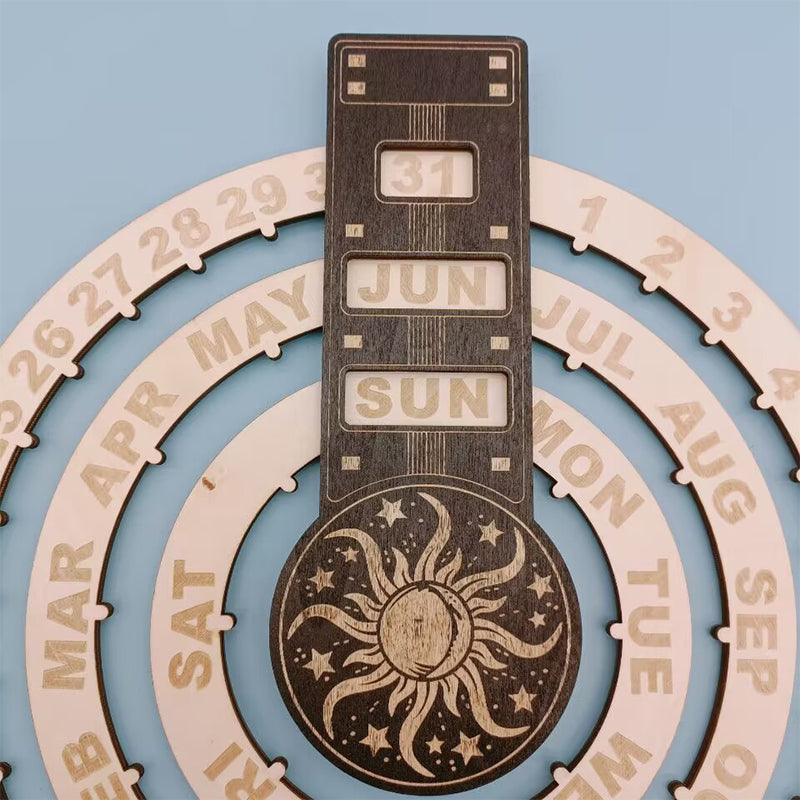 Trä roterande cirkulär evighetskalender