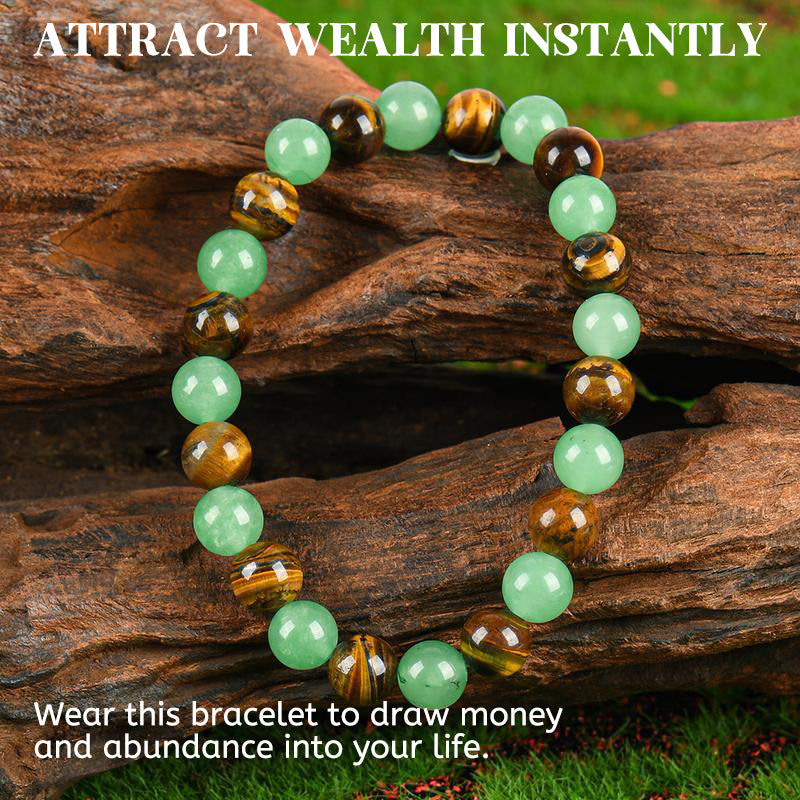 Money Attraction Bracelet with Green Aventurine & Tiger Eye