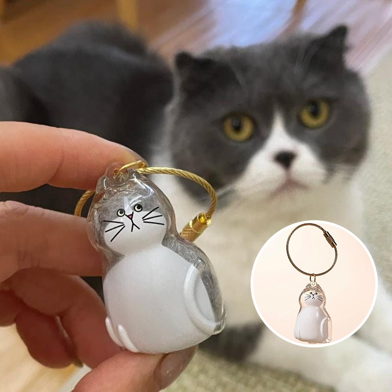 Cat Fur Keepsake Keychain β Transparent Memory Pendant for Pet Hair Storage