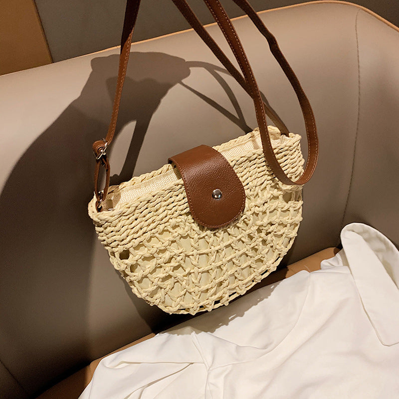 Woven Hollow-Out Crossbody Bag