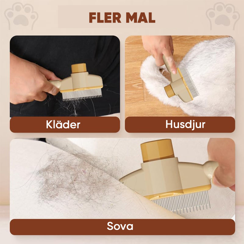 Självrengörande borst för djurvård