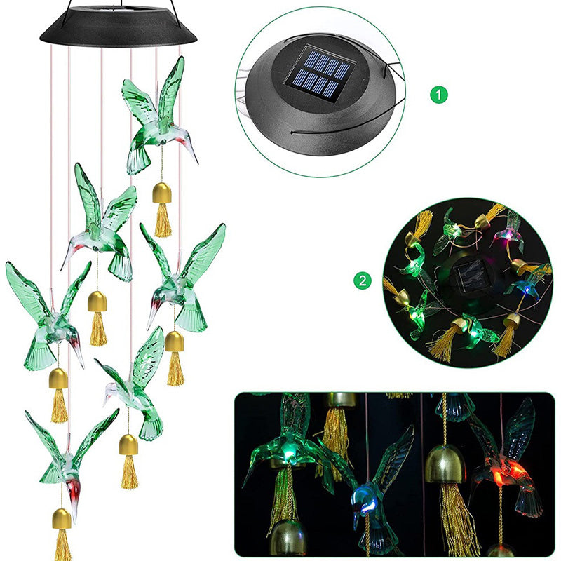 Solar-Powered Hummingbird Wind Chime