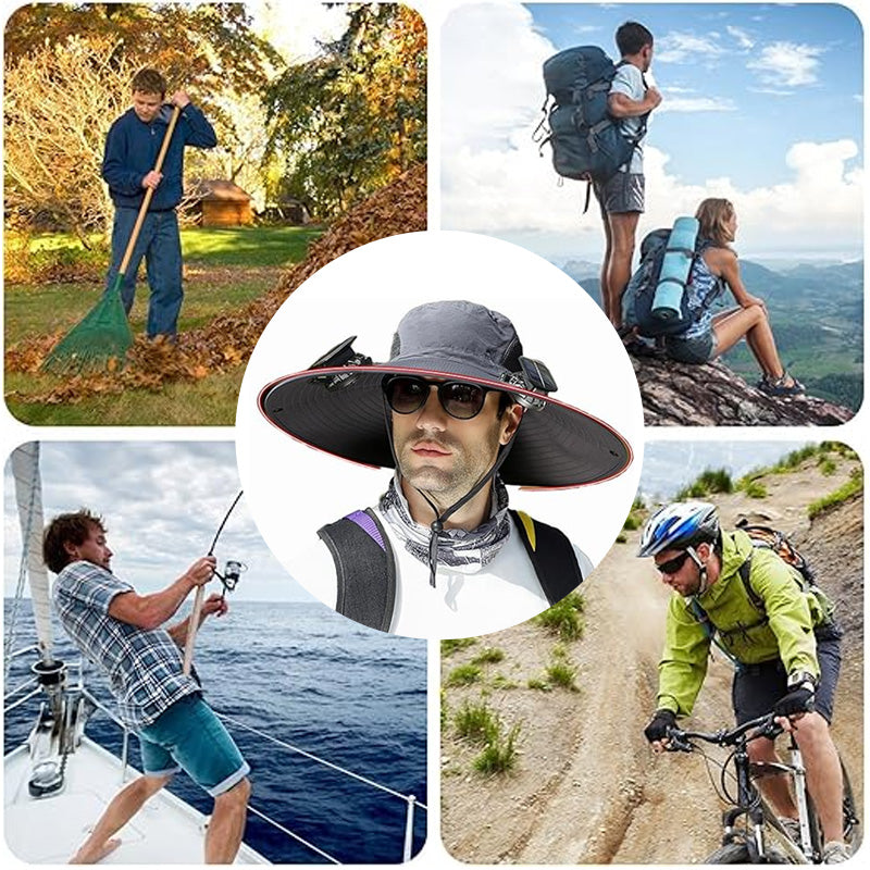 Dual Fan Sun Hat with Solar Charging