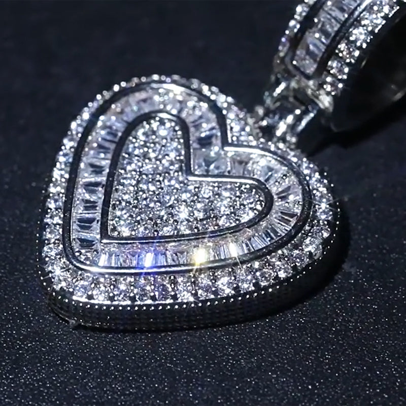 Hip Hop Heart Necklace for Women and Men