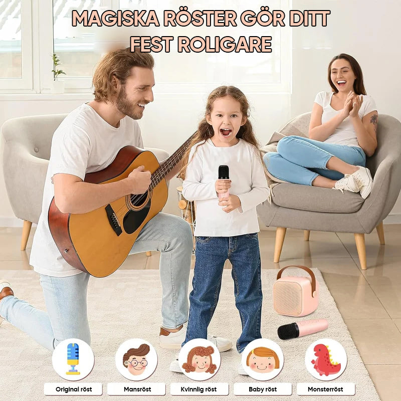 Mini karaokemaskin med trådlösa mikrofoner