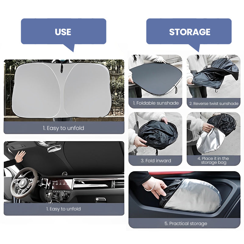 Foldable Reflective Car Windshield Sunshade – Heat Insulation & UV Protection for Front Window