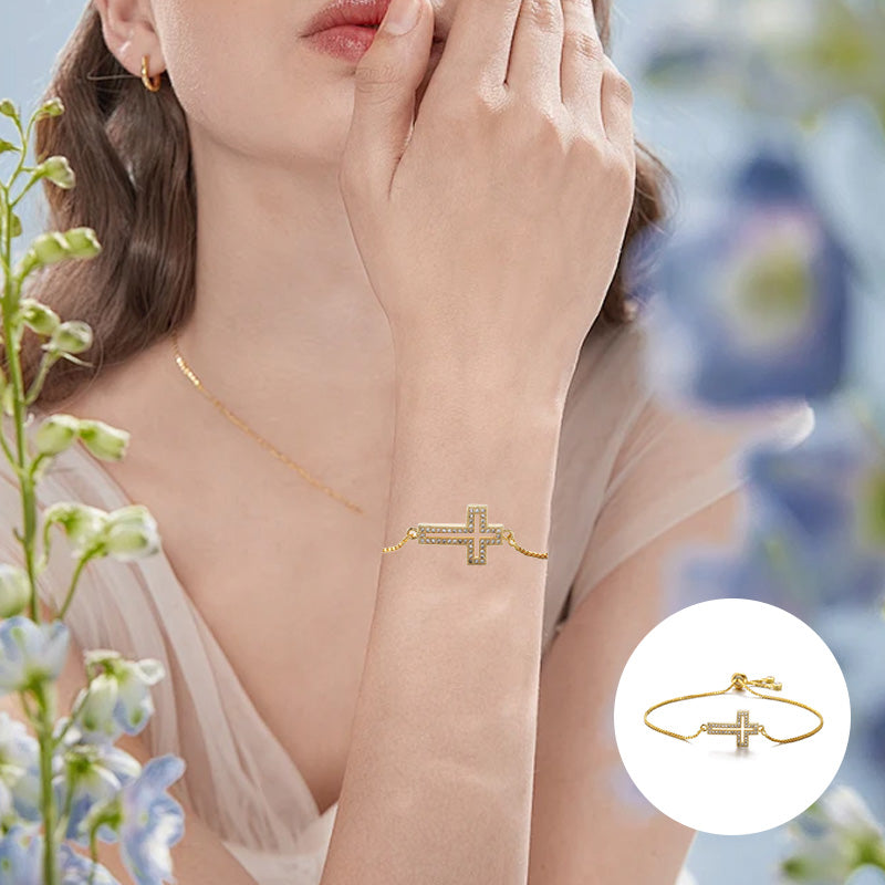 Rhinestone Cross Charm Bracelet