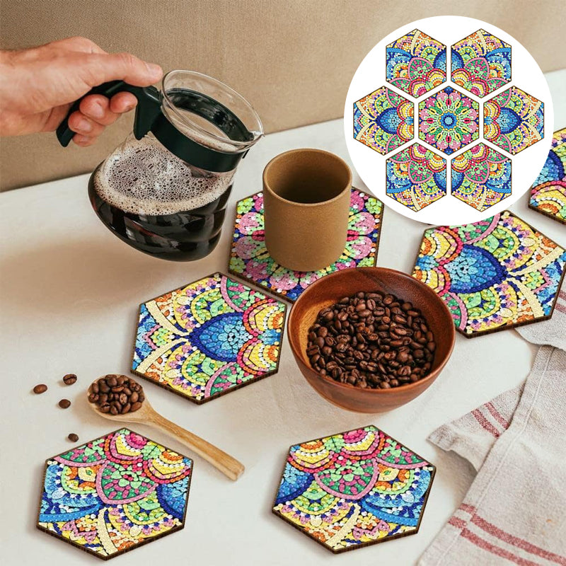 7pcs/Set Cup Coasters Stackable DIY Honeycomb Shape Cup Mat