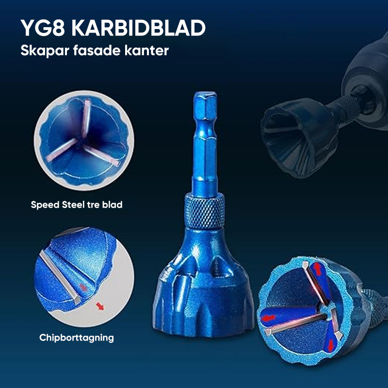 Avgradning av yttre fasverktyg med volframkarbidblad