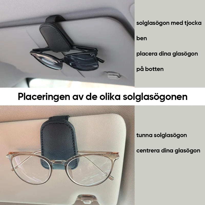Solglasögonhållare för bilsolskydd