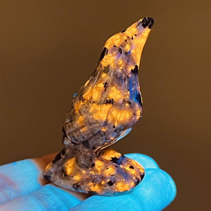 Gemstone Carved Crow Ornament