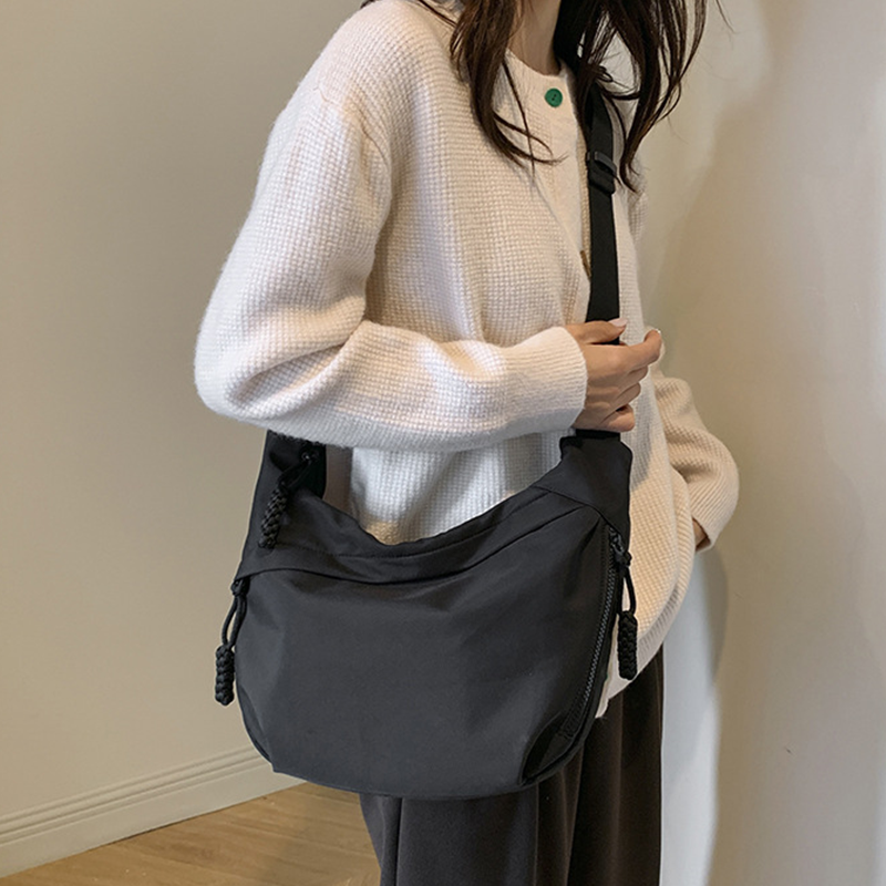 Fashion Plain Color Nylon Crossbody Bags for Women