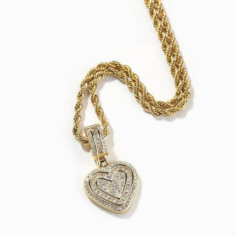 Hip Hop Heart Necklace for Women and Men