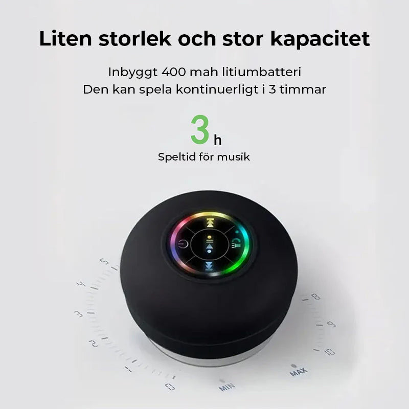 Mini bluetooth duschhögtalare med LED-ljus