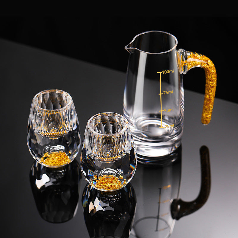 3D Glacier Whiskeyglas Cup Crystal Gold Foil Shotglas