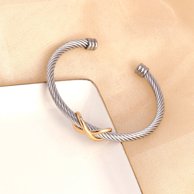 Bracelet Two Tone Twisted Bangle