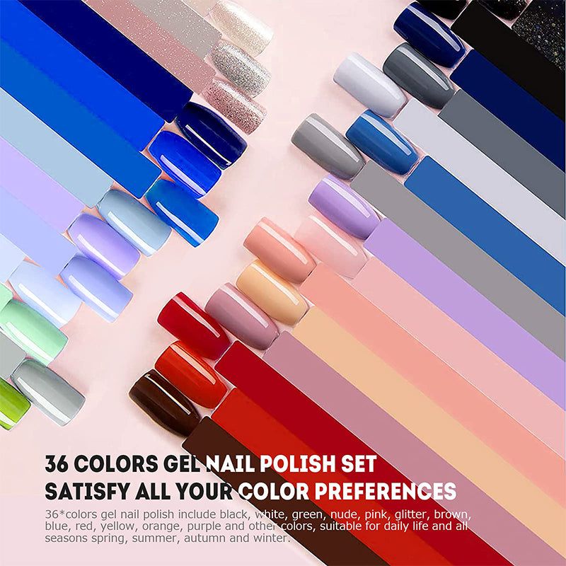 36 Color Gel Nail Polish Kit