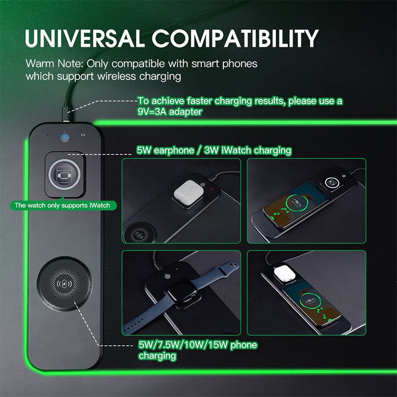 3-in-1 Wireless Charging RGB Gaming Desk Mat