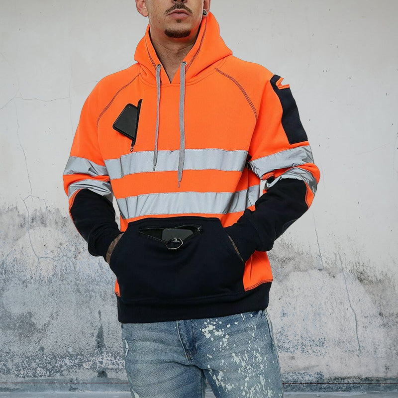 High Visibility Jacket Zips Hoodie Work Zip Hooded Top SweatShirts