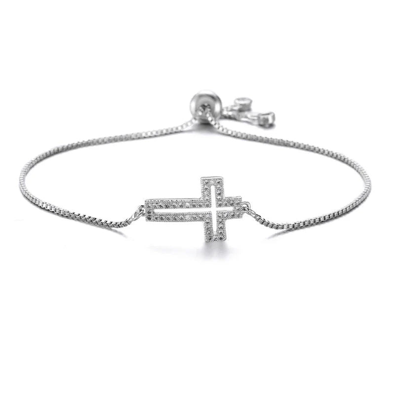 Rhinestone Cross Charm Bracelet