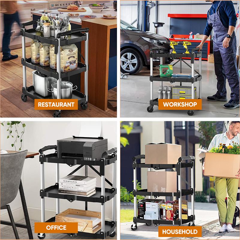 3 Tier Foldable Utility Service Cart