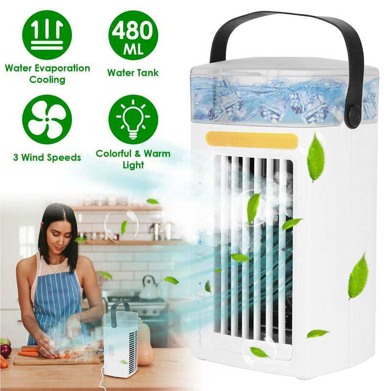 Portable Air Conditioners | Evaporative Cooler with Water Mist, 3 Speeds & Nightlight