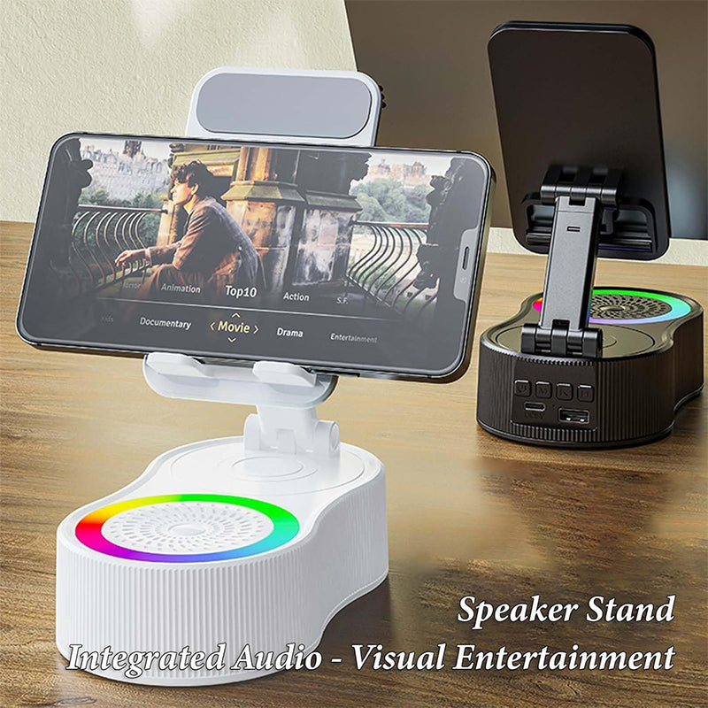360° Adjustable Phone Stand with Built-in Bluetooth Speaker