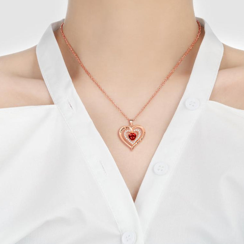 Heart-Shaped Pendant Necklace with Bear & Rose Gift Box