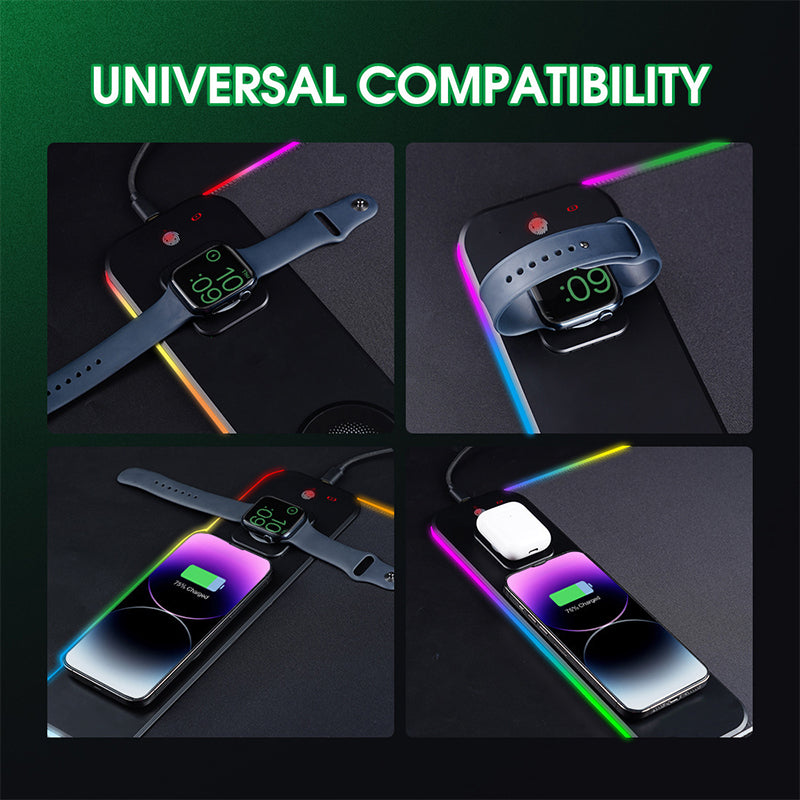 3-in-1 Wireless Charging RGB Gaming Desk Mat