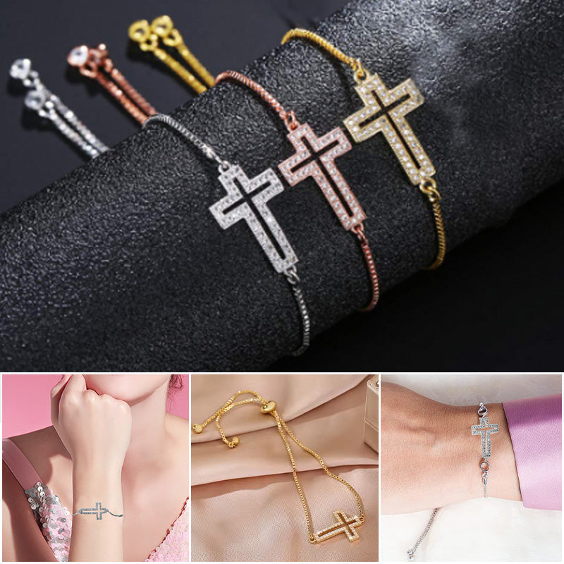 Rhinestone Cross Charm Bracelet