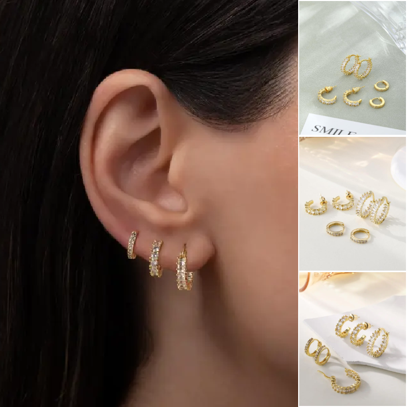 Sparkling Zirconia Chunky Hoop Earrings