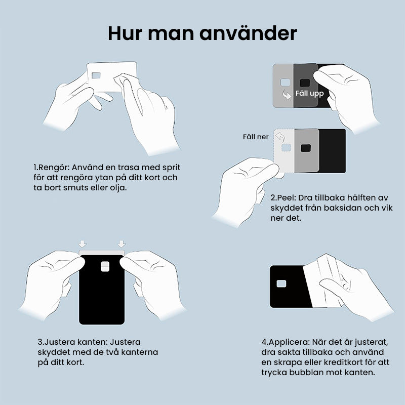 Set med 4 kreditkorthud vinylklistermärken