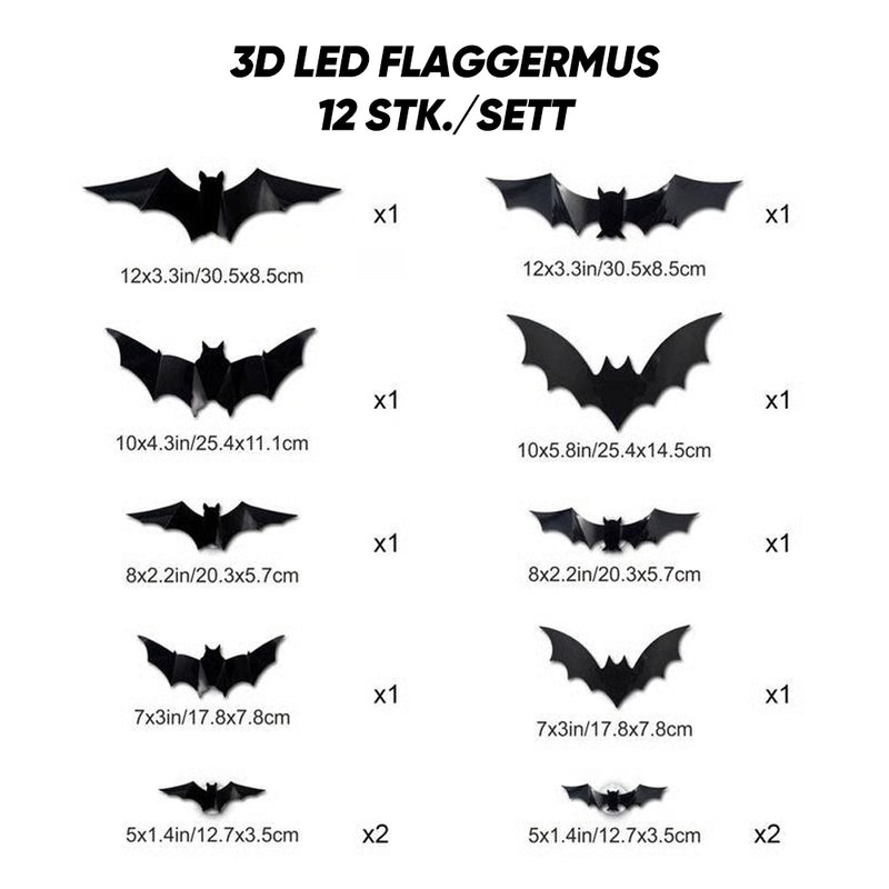 3D Fladdermusdesign LED Dekoration