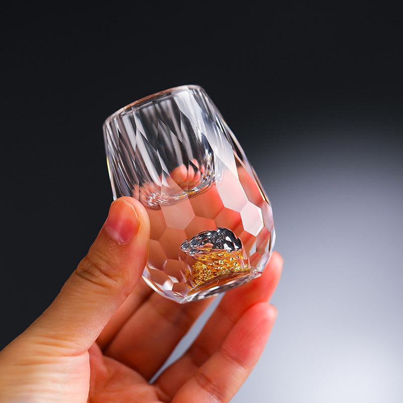 3D Glacier Whiskeyglas Cup Crystal Gold Foil Shotglas