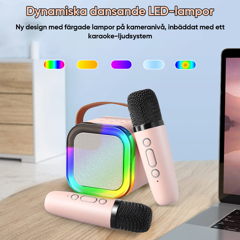 Mini karaokemaskin med trådlösa mikrofoner
