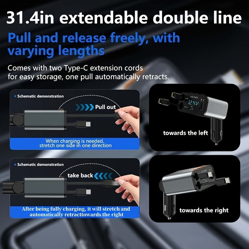 Bluetooth 5.3 Car Adapter with Retractable Charger