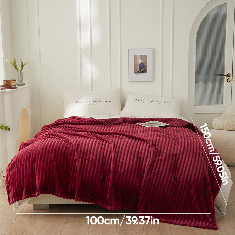 Jacquard randig fuskpäls filt